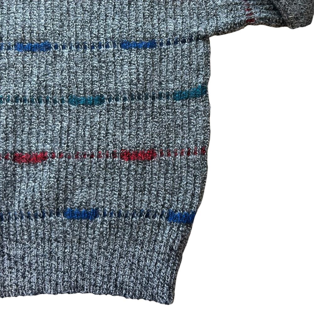 Vintage Gray Wool Sweater Men Sz Large 80s Dadcore Scandinavian Knit Retro Artsy - Picture 15 of 16